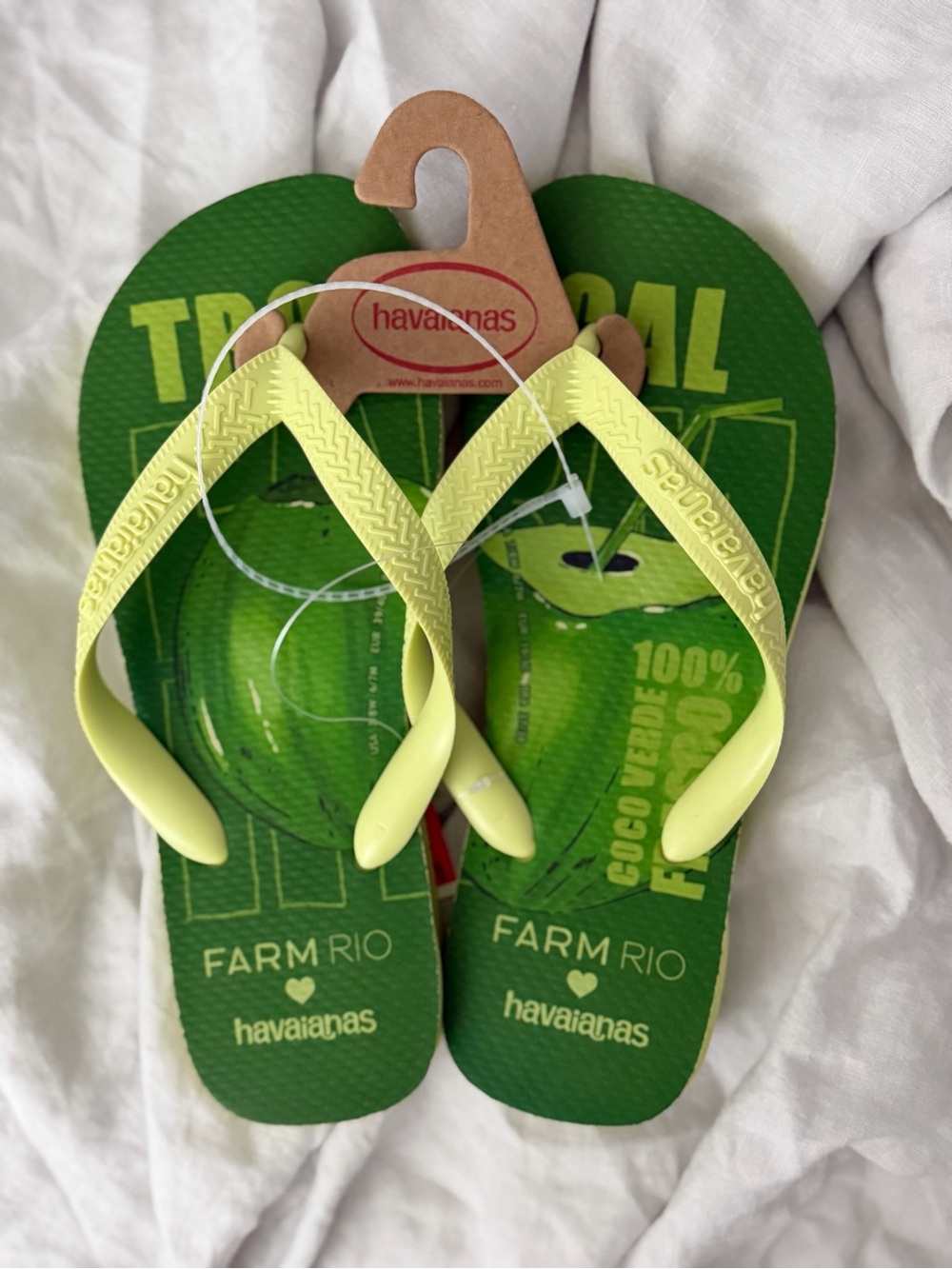 Havaianas Green Flip Flops with Yellow Straps